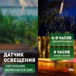 Светильник уличный ЭРА ERAUF024-02 садовый подвесной на солнечной батарее Фейерверк