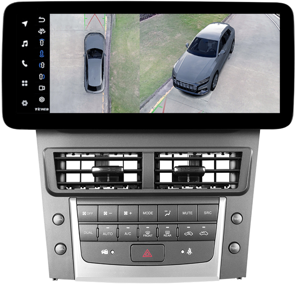Магнитола для Lexus GS S190 2005-2012 (ШГУ цветной) - Teyes LUX ONE 360 монитор 12.3" 2K QLED на Android 10, 6/128Гб, CarPlay, 4G SIM-слот, 4 камеры в комплекте