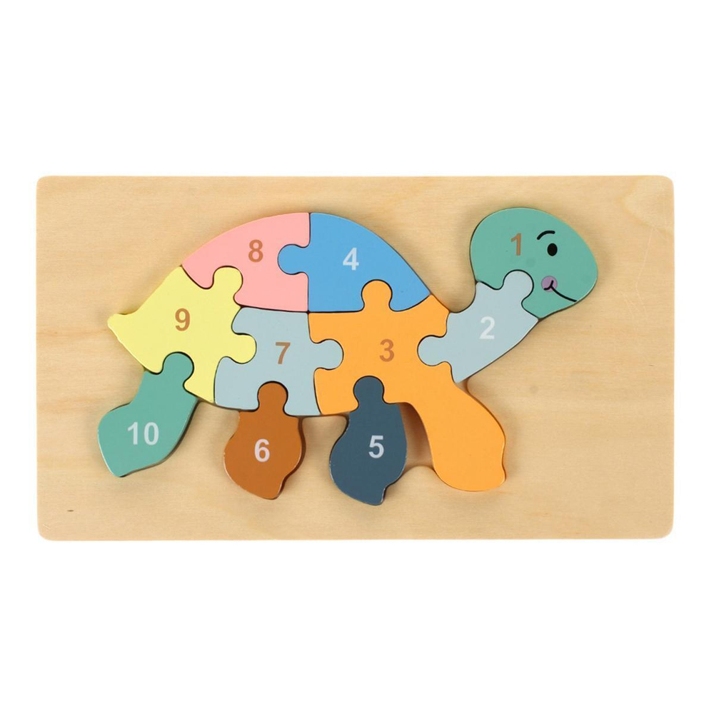 Развивающая игрушка деревянная Пазл-вкладыш по номерам Черепаха, C-41805