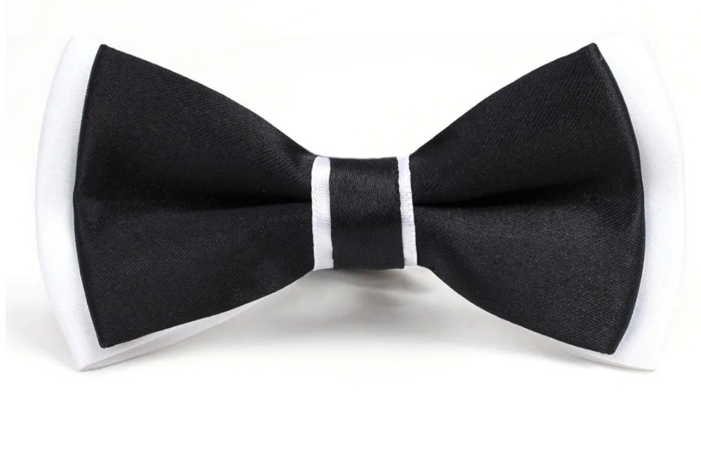 Бабочка галстук для мальчика черная белая черно-белая в садик школьная на утренник праздничная на праздник классика