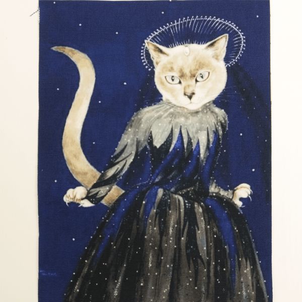 КОШКА ФЕЯ НОЧИ, панно, холст 20 / 15 см 2