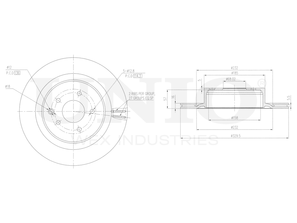 Диск тормозной задний UNIO BRD-20454