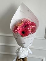 Кулек из гербер в розовом оттенке 7 шт