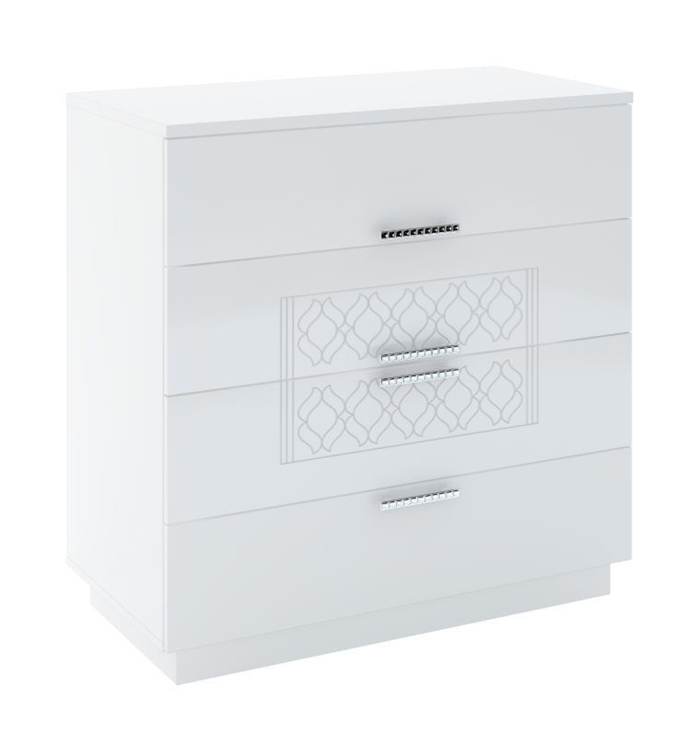 Комод "Тиффани", белый, ЛДСП, МДФ, шариковые направляющие, 4 ящика, 99x99x51 см