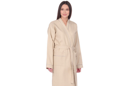 Халат вафельный Home One с кантом бежевый 46