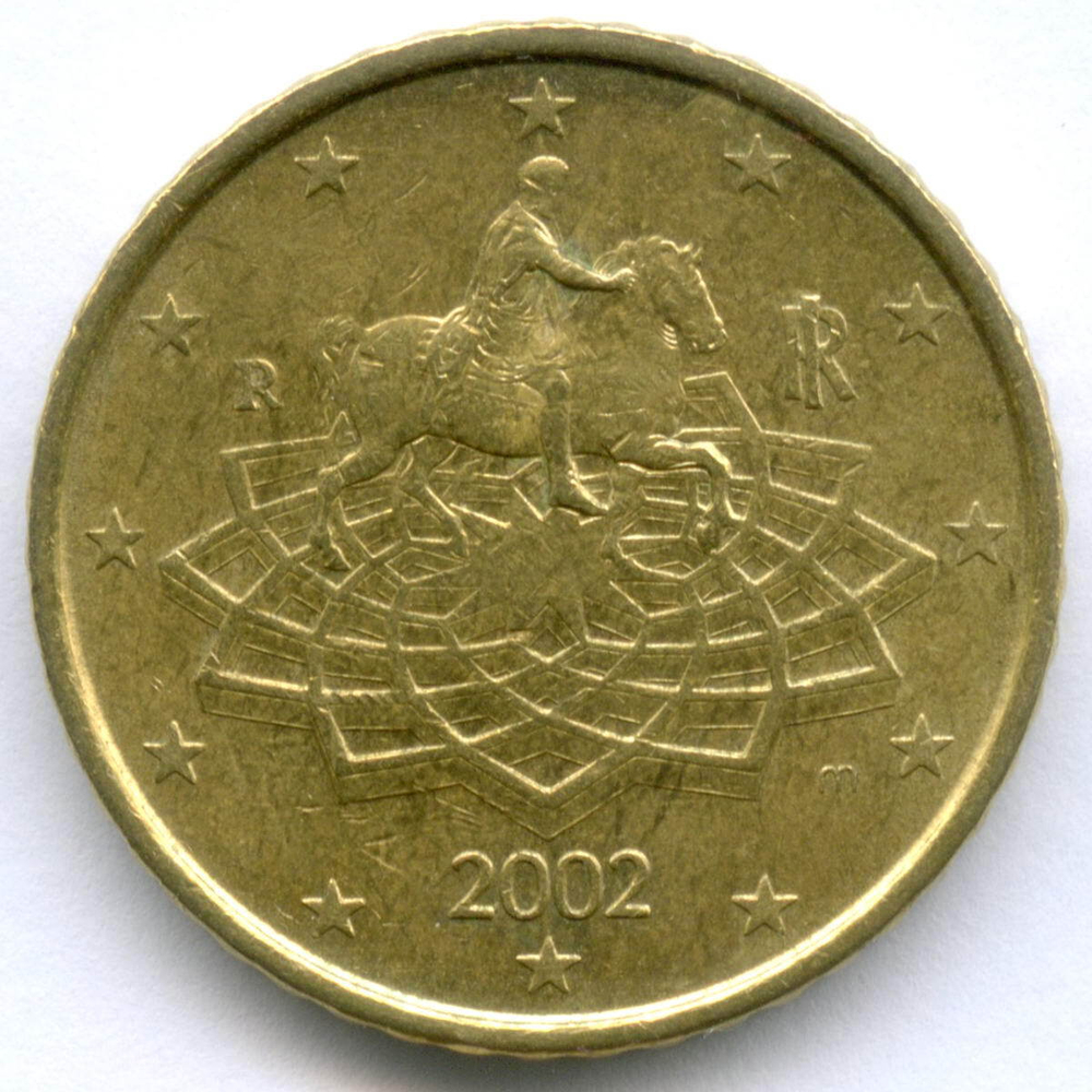 50 евроцентов 2002 год. Италия. Регулярный выпуск. Тип 1. Нордик XF