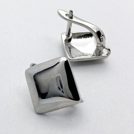 Ювелирные швензы с родиевым покрытием, 15*15 мм, цена за пару