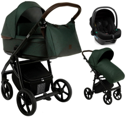 Детская коляска Roan Esso 2025 3 в 1 с автокреслом Tutis Elo Lux Black ESS113/1 Dark Green/Black