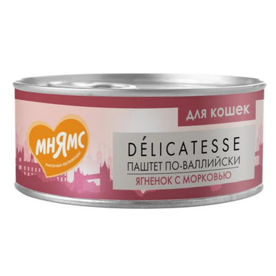 Влажный корм мнямс деликатес ягненок с морковью для кошек "паштет по-валлийски" 100 г