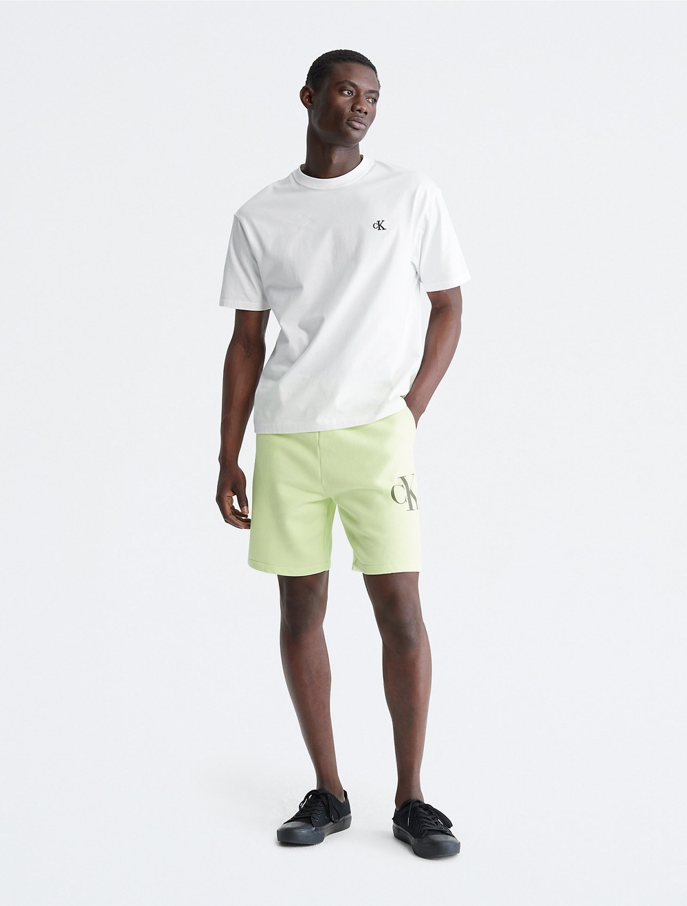 Шорты Calvin Klein Monogram Logo Fleece Highlighter