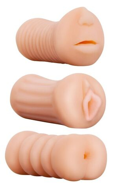 Набор из 3 мастурбаторов XXX To-Go Threesome (Цвет: телесный)