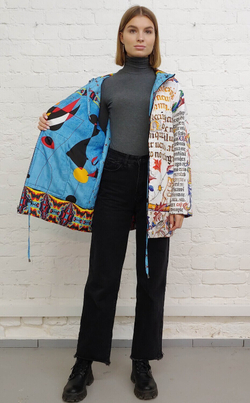 Двусторонняя куртка, по мотивам абстрактной живописи Жоан Миро и иллюстраций из Бревиария короля Мартина Арагонского