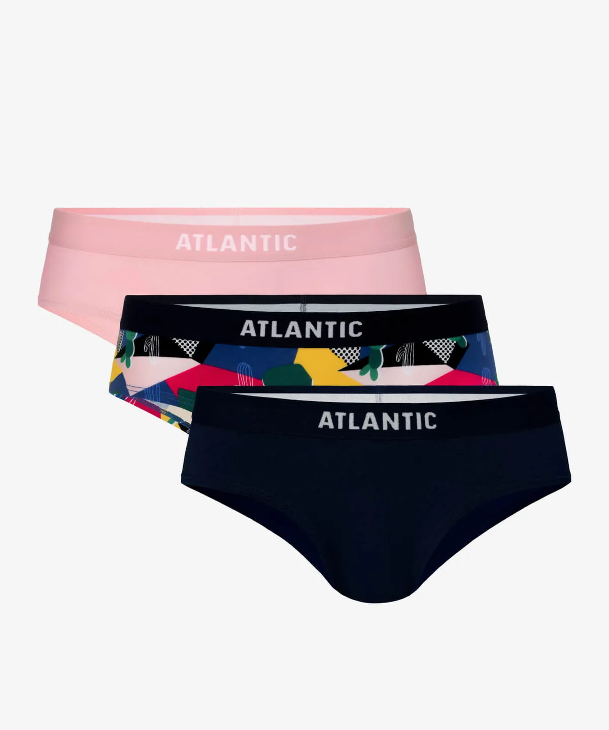 Трусы женские хипстер Atlantic, набор из 3 шт., хлопок, розовые +  темно-синие, 3LP-181 - купить из наличия со скидкой в официальном  интернет-магазине польского бренда нижнего белья Атлантик | Atlantic -  фирменный магазин