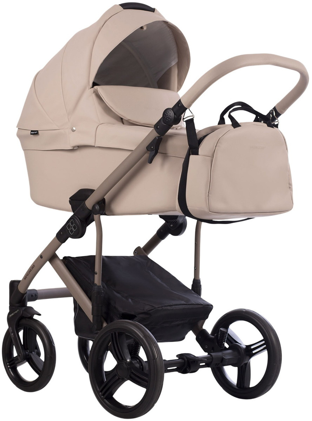 Детская коляска Bebetto Magnum Light Pro 2 в 1 01 св.бежевая кожа/бежевая рама