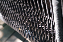 "Лугано" диван 3-местный плетеный из роупа, каркас алюминий темно-серый (RAL7024) муар, роуп темно-серый круглый, ткань темно-серая YB25-0027