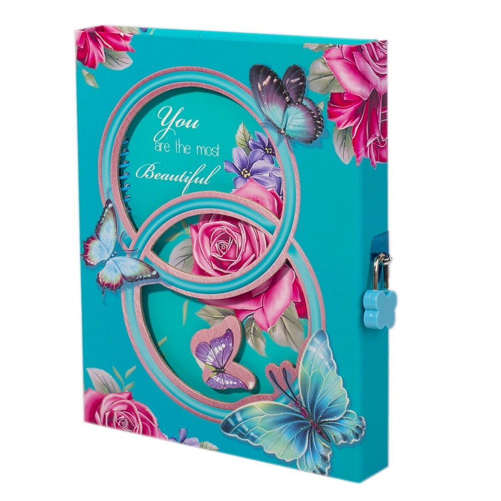 Записная книжка, пакет, А5, Alingar, замочек, голубой, "Кольца"