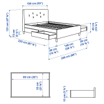 Кровать с мягкой обивкой и выдвижными ящиками - IKEA IDANÄS/IDANAS, 200х140 см, темно-серый, ИДАНЭС ИКЕА
