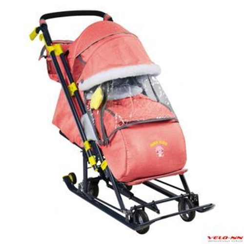 Санки-коляска Ника Детям НД7-7/2 Джинс стиль красный