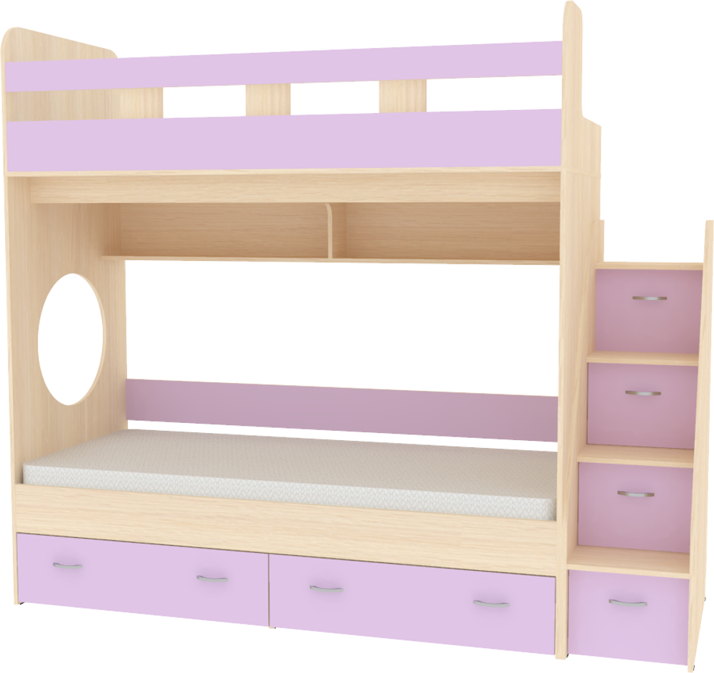 Двухъярусная кровать КарИВи Юниор 1 90х200 Дуб Молочный Ирис