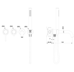 Смеситель для ванны встраиваемый WONZON & WOGHAND STICK, Брашированное золото (WW-889017-BG)