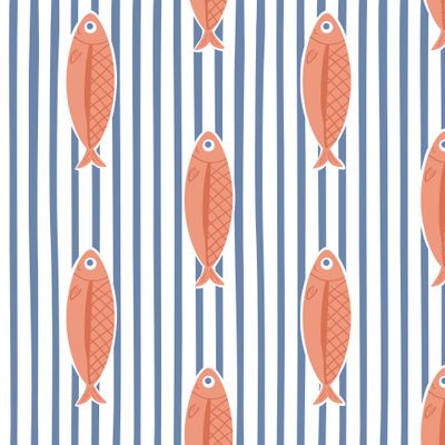 Синие полоски и красные рыбки сардины. Рыбалка