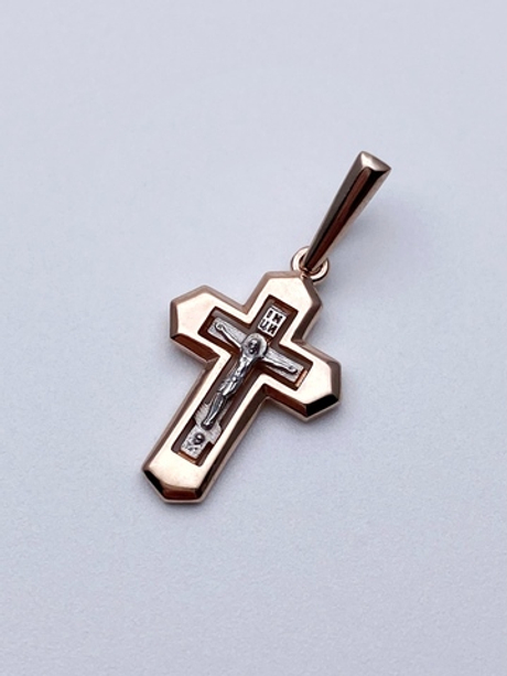 Крест из серебра/Позолота,Родий/С подвижным ухом