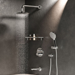 Набор: смеситель для ванны и душа с термостатом, верхний душ с держателем, излив, душевой набор и шланговое присоединение AM.PM X-Joy FT85A3RH10