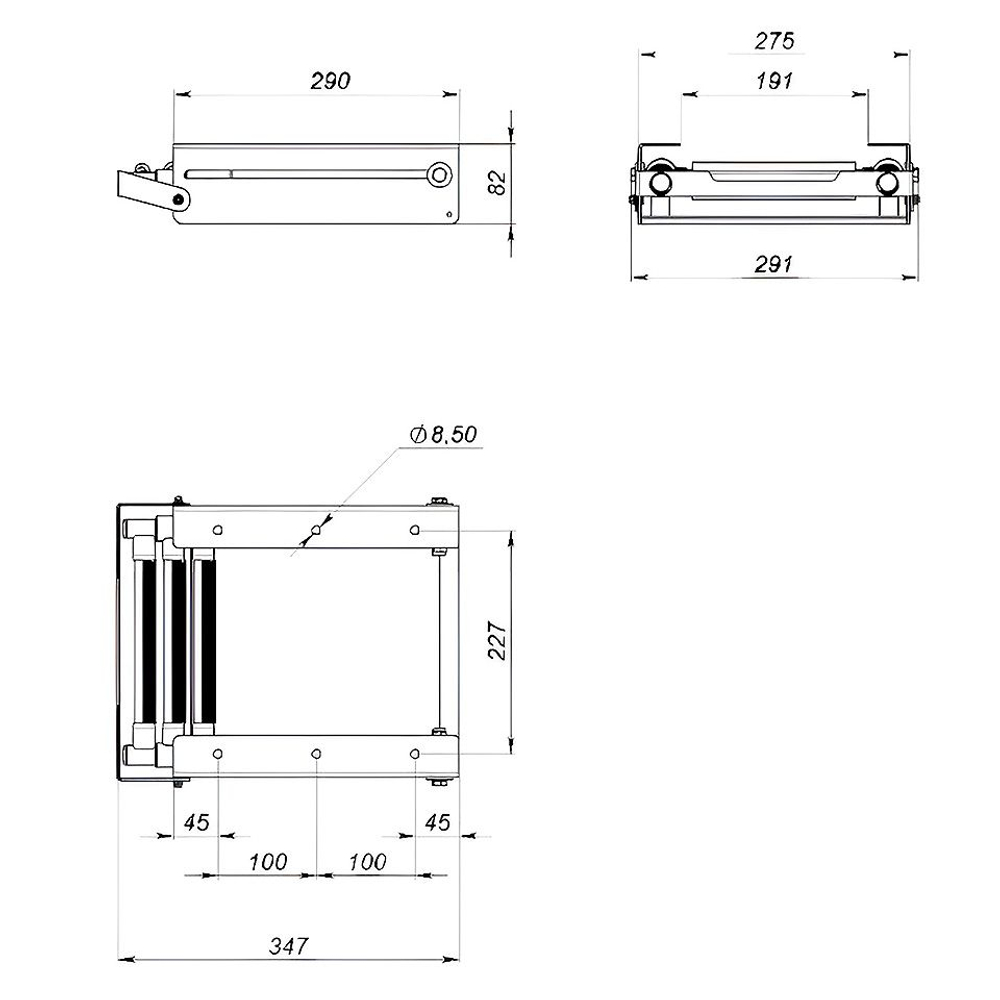 Трап телескопический выдвижной с фиксирующим механизмом, 3 серых ступени (ширина 291 мм.) (10269543)