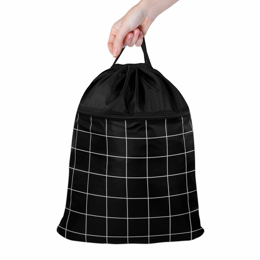 Мешок для обуви BRAUBERG большой с ручкой карман на молнии сетка 49х41 см "Checkered" (2 штуки в упаковке)