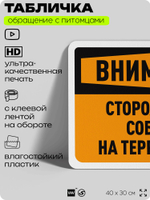 Табличка "Внимание, сторожевые собаки на территории" на дверь и забор, для двора, дома, подъезда, 40х30 см, Silver Plane x Айдентика Технолоджи