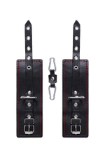 Черные кожаные однослойные наручники с контрастной строчкой