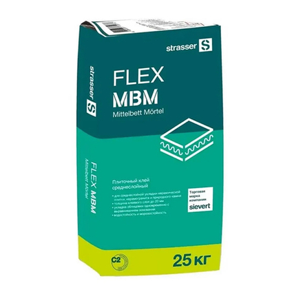 FLEX MBM Плиточный клей среднеслойный, (C2 E) strasser, мешок 25 кг