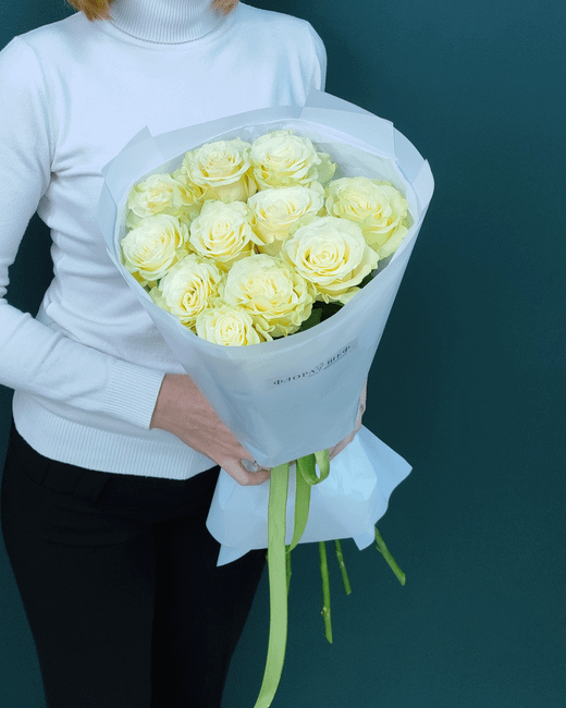 Роза белая Эквадор,11 штук(00087)