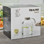 Чайник заварочный 1,8л стеклянный с бамбуковой крышкой, BZ-CH106