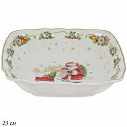Lenardi 205-315 Квадратный салатник 23x6см НОВЫЙ ГОД в под.уп.(х18)Фарфор