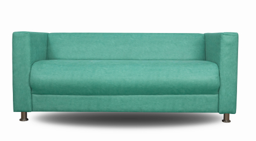 Диван прямой офисный с подлокотниками Пауза из искусственной замши Изумрудный (Плутон 823)
