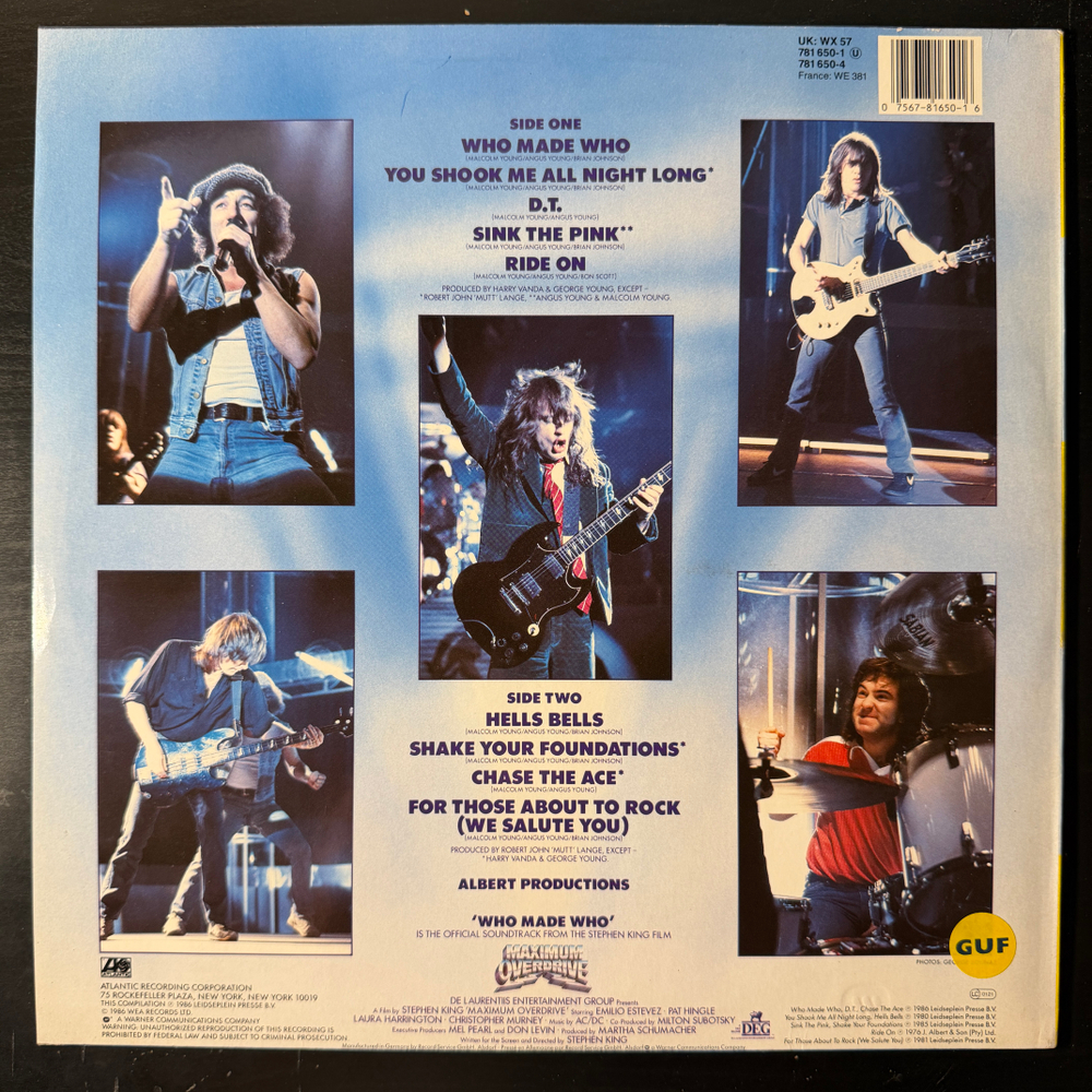 Виниловая пластинка AC/DC ‎– Who Made Who LP