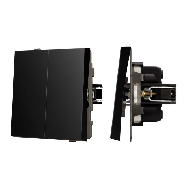 Механизм выключателя двухклавишный проходной SWT-TENDO-MKP2-PL-BK (230V, 10A) Arlight 054067