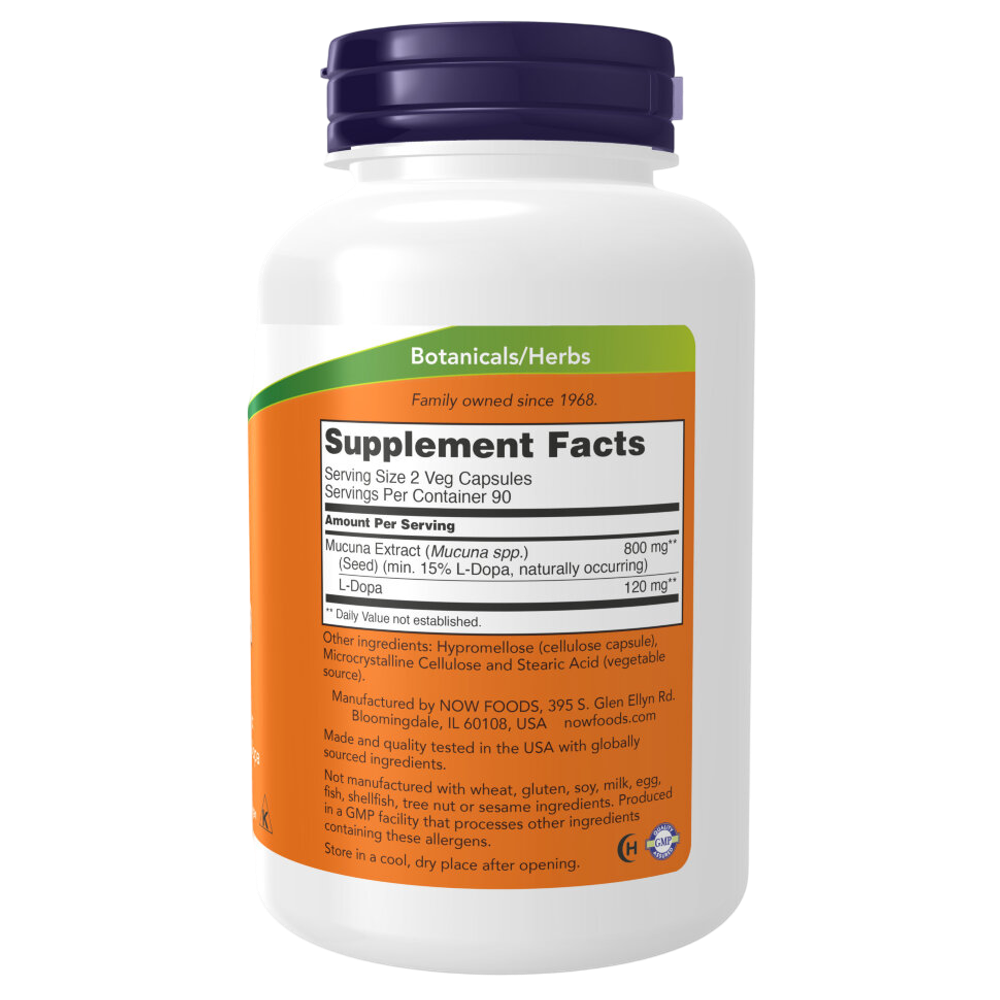 Now Foods Dopa Mucuna 800 mg 90 / 180 veg capsules , Допа Мукуна