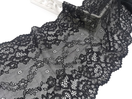 Эластичное кружево, черное, 22 см, (Арт: EK-2766), м