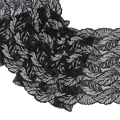 Кружево эластичное черное/серое 22 см, Китай