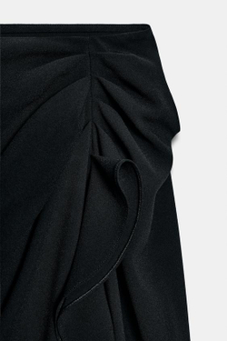 ZARA ЮБКА МИДИ С ВОЛАНАМИ — ZW COLLECTION, ЧЕРНЫЙ