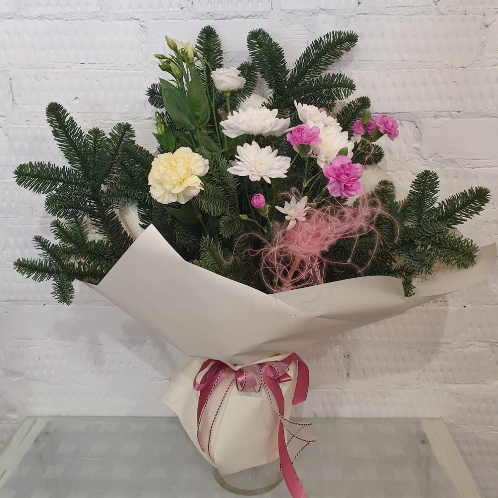 Авторский букет "новогодние сливки "