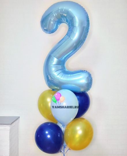 Фонтан голубых шаров "Малышу на два годика"