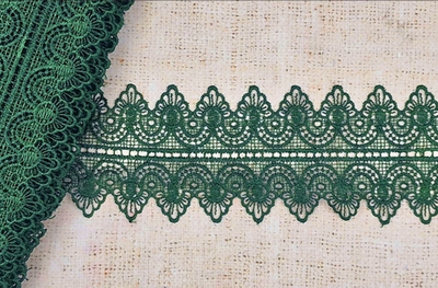Кружево плетёное, ш. 8,5 см, тёмно-зелёный