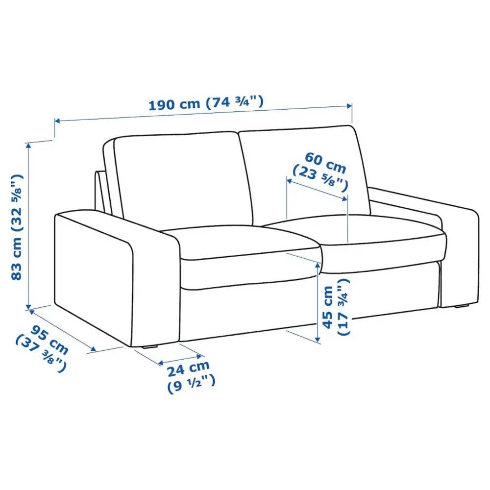 Диван 2-местный - IKEA KIVIK/КИВИК ИКЕА, серый