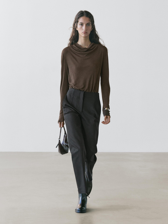 Massimo Dutti Брюки из технической хлопковой смеси, черный