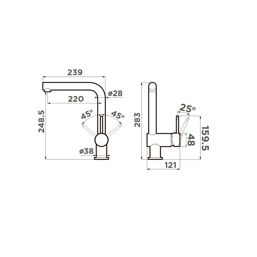 Смеситель для кухни Omoikiri Tanigawa-S-С Хром