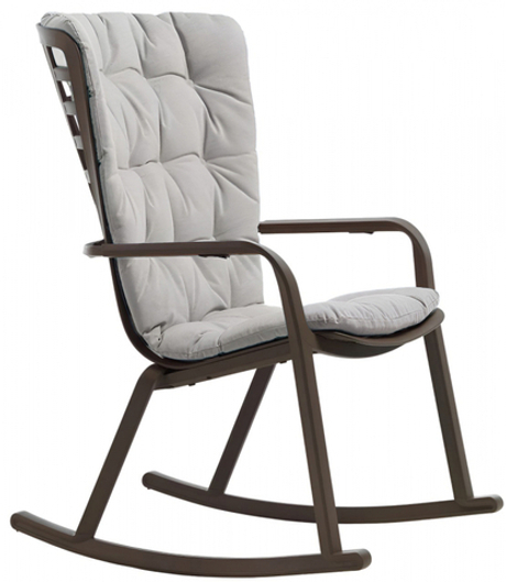 Кресло качалка пластиковое с подушкой Nardi Folio, табак, серый