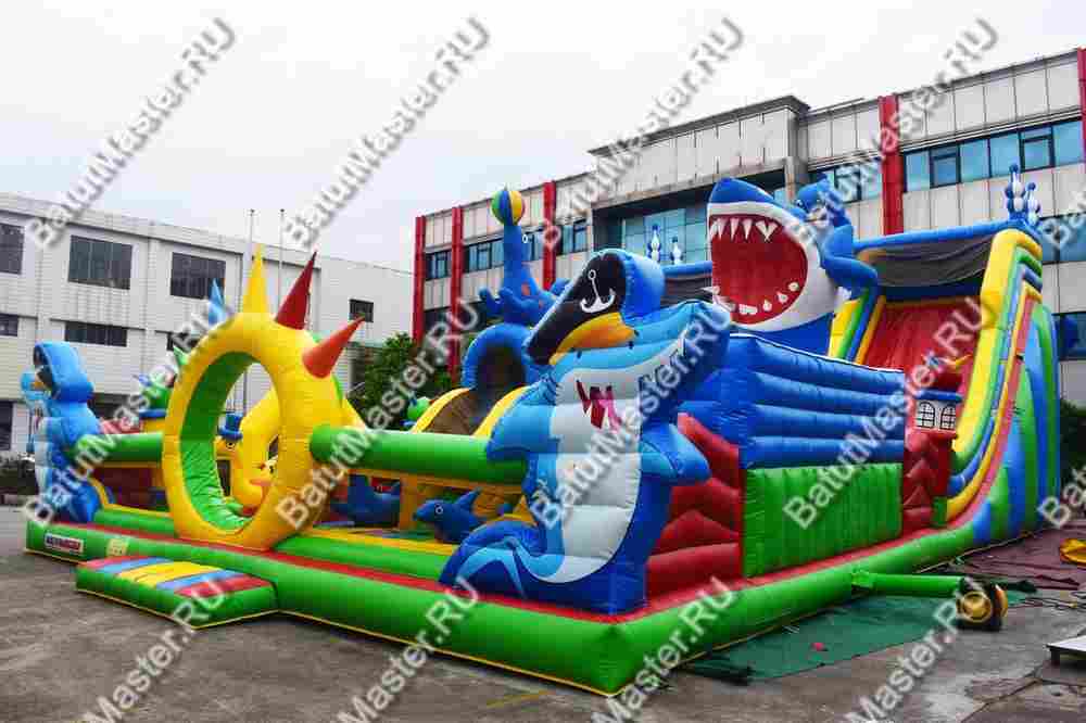 Коммерческий надувной батут "Осьминоги и акулы" 17*10*8 м B-14657